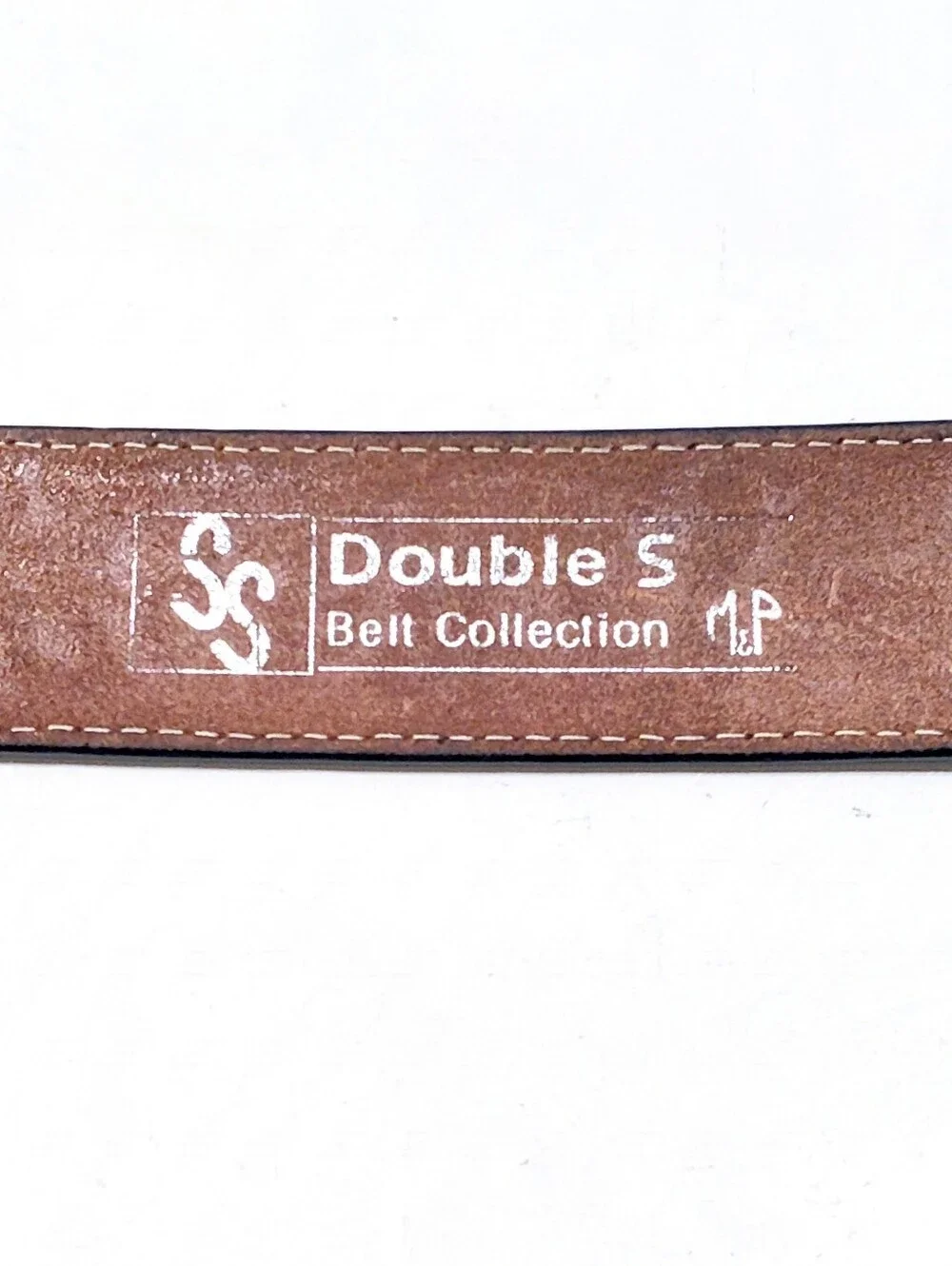 Double S Belt Collection Genuine Leather Black Tooled Western Belt Strap Size 52